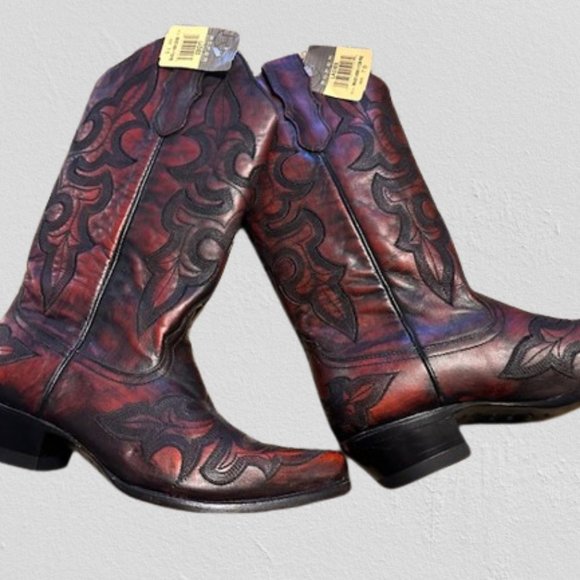 Roper Red All Over Embroidery Western Boots 4226 NWOB Boutique - Picture 4 of 14
